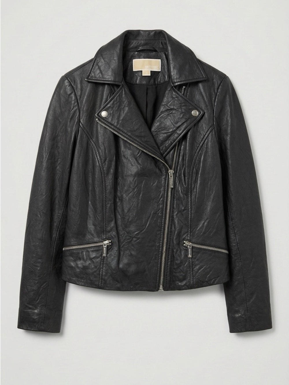 Michael Kors Black Leather Moto Jacket - Women